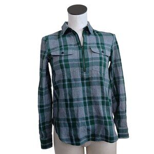 Madewell Zip-Front Flannel Shirt Washburn Green Plaid Womens X Small